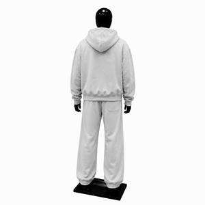 Silver Tracksuit Set Mens Premium <b>Full</b> <b>Zip</b> <b>Hoodie</b> And Jogger Pants Two Piece Outfit Casual Streetwear Athletic Sportswear - Product Image 2