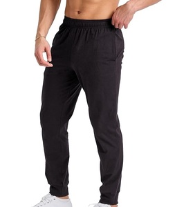 Pantalones Deportivos Negros de Algodón para Hombre, Cintura Elástica, Casuales, con Bolsillos Laterales, Transpirables, de Peso Medio, para Otoño - Product Image 2