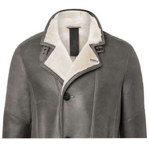 <b>Men</b> Genuine Leather <b>Shearling</b> Collar Breathable Polyester Wadding Filled Winter <b>Coat</b> Sheepskin Style High Street OEM Custom - Product Image 2