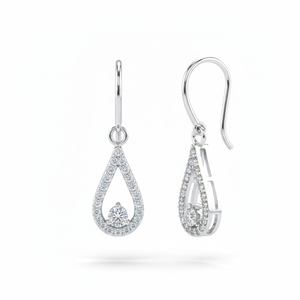 Pendientes de Lágrima con Diamantes Redondos para Mujer, Diamantes Naturales y Cultivados en Laboratorio - Product Image 2