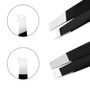 Stainless Steel Black Eyebrow Tweezer with Slant and Flat <b>Point</b> Beauty <b>Tools</b> for Eyelash Tweezer & Ingrown Hair <b>Removal</b> Tweezer - Product Image 1