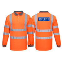 Polo de sécurité à manches longues 100 % polyester pour homme, bicolore, uniforme de garde, prix de gros, t-shirts de sécurité