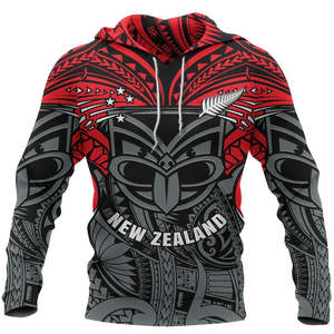 New Zealand Maori Solid Men's <b>Hoodie</b> <b>Red</b> Black Gray Sublimation Regular Fit Breathable Eco-Friendly Casual Winter OEM Service - Product Image 1