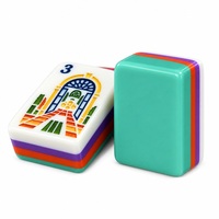 Jeu de Mahjong américain Palm Resort avec 160 tuiles en acrylique et motifs décoratifs pour les soirées de jeu en famille
