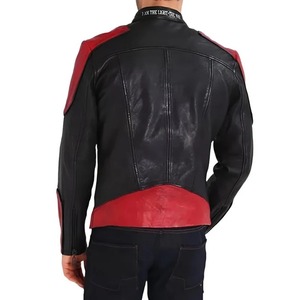 เสื้อแจ็คเก็ตนักขี่มอเตอร์ไซค์แฟชั่นใหม่สีแดงและสีดำสำหรับผู้ชาย - Product Image 4