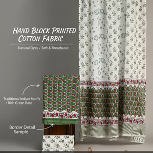 Green White Floral Cotton Kurti Sarong <b>Pyjama</b> Set | High Quality Hand Block Print Women Beach Wear Handmade Masterpiece Outfit - Product Image 6