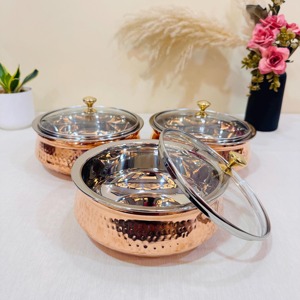 Olla de Cobre Hecha a Mano con Acabado Martillado, Diseño Vintage, Forma Redonda, Utensilio de Cocina de Metal Duradero Sin Tapa - Product Image 6