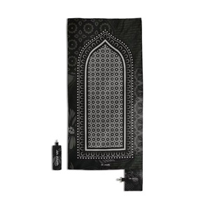 Tapis de prière islamique portable de luxe noir, imperméable, léger, pliable, avec pochette de transport - Product Image 1