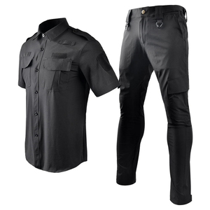 Tenue Tactique d'Été en Polyester Extensible avec Broderie Personnalisée et Badge Velcro pour Agent de Sécurité – Chemise et Pantalon Durables et Renforcés, Motif Camouflage - Product Image 2