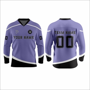 Camiseta de Hockey sobre Hielo Personalizada para Hombre, Cuello en V, Manga Larga, Absorbe la Humedad, 100% Poliéster, Impresión Sublimada, Nombre y Número del Equipo, Venta al Por Mayor - Product Image 1