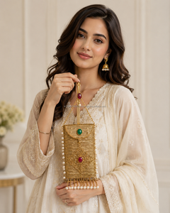 Wholesale Brass Pouch Clutch Bag with Pearl Decoration Luxury Fashion Classic Evening Party Wedding Handbag for Women - Product Image 5