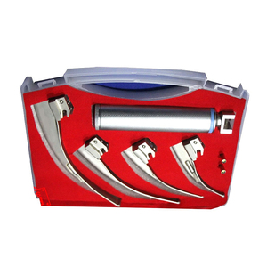 Fiber <b>Optic</b> Miller Laryngoscope Kit 3 Blades 1 Battery Handle Airway Diagnostic Medical <b>Instrument</b> Set - Product Image 5