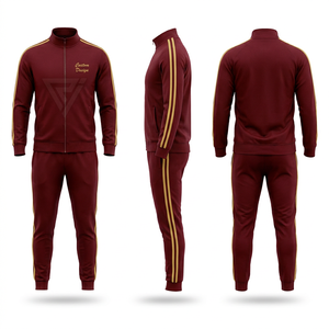 Conjunto Deportivo para Hombre en Negro y Rojo, Sudadera con Cierre Completo y Pantalones Jogger, Ropa Deportiva Casual de Otoño, Material de Poliéster de Secado Rápido - Product Image 2