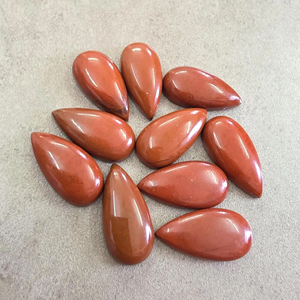 Natural <b>Red</b> Jasper Big Pear Teardrop Cabochon Flat Back Calibrated Gemstone, for Jewelry Making - Product Image 1