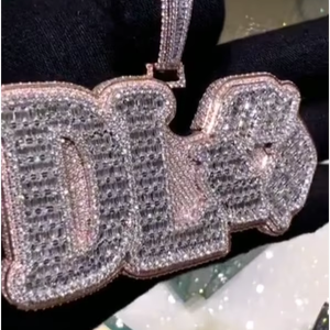 Collar con Colgante de Letra Personalizada con Zirconia Grande Tipo Baguette, Cadena HipHop para Hombre, Joyería de Letra Personalizada para Raperos - Product Image 1