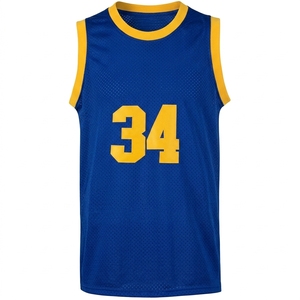 Camiseta de baloncesto morada con número 34 dorado, camiseta sin mangas de malla sublimada, unisex, transpirable, sin mangas, cuello redondo - Product Image 6