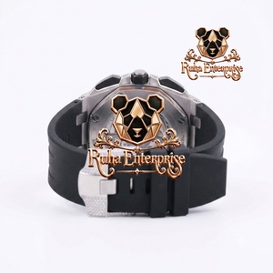 Montre de mode pour homme avec bracelet noir, détails de cadran scintillants et boîtier arrondi - Product Image 4