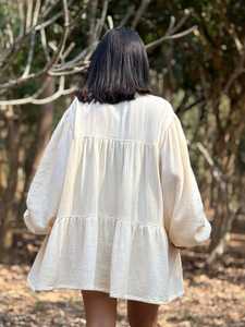 Robe Courte Décontractée en Gaze de Coton pour Femme, Manches Longues Ample, Style Bohème, à Volants, Manches Bouffantes, Fluide, pour l'Été - Product Image 5