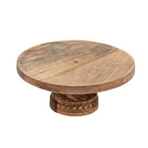 Support à gâteau sur piétement en bois de manguier de 12 pouces, fait main, rond, en bois, pour cupcakes, bol à fruits rustique, présentoir à desserts - Product Image 5
