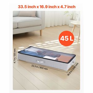 Contenitori Grandi da 45L per Vestiti Sotto il Letto, 85 x 43 x 12 cm, con Coperchi Trasparenti, Profilo Basso per la Casa - Product Image 3