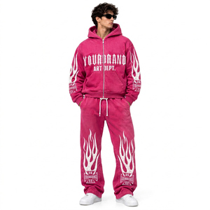 Conjunto de Sudadera con Capucha y Pantalones de Felpa de Algodón Grueso Personalizado para Hombre, con Diseño Gráfico y Estampado - Product Image 3