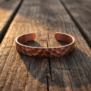 Handmade Thick Hammered Pure Copper Cuff Bangle <b>Bracelet</b> Solid Metal Copper Craft Healing Wellness Jewelry For Men and Women OEM - Product Image 6