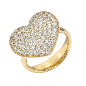 Anillo de declaración con diseño de corazón de oro macizo de 10k, 14k, 18k, con diamante D VVS cultivado en laboratorio de 1.38ct, engastado en pavé, certificado IGI, anillo de lujo para el dedo mindinho. - Product Image 3