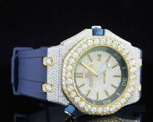 Montre de luxe Hip Hop à bracelet bleu, automatique, mécanique, sertie de moissanite et de diamants, 44 mm, édition limitée - Product Image 2