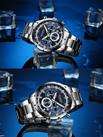 Jam Tangan Pria Mewah Curren 8355 Quartz Movement Tali Baja Tahan Karat Kronograf Bercahaya Tahan Air Tanggal Bisnis