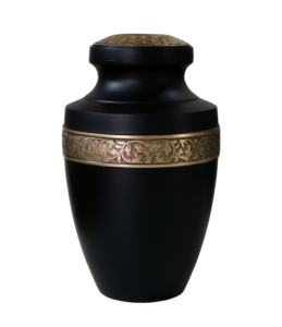Urnes de crémation pour adultes en aluminium gravé doré peint en noir de haute qualité - Product Image 1
