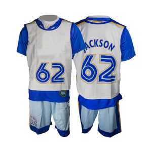 Ensemble de maillot de basket-ball Jackson 62 pour hommes, blanc et bleu, sublimé, à séchage rapide, manches courtes, short à taille élastique - Product Image 1