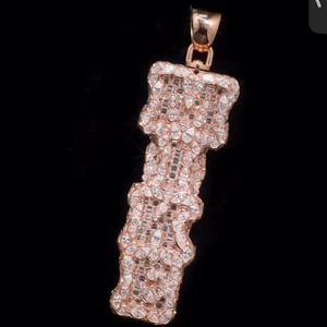 Pendentif Lettre de Luxe en Argent Sterling 925 Plaqué Or Rose avec Moissanite VVS, Charms RB GEMS, Coupe Baguette Personnalisée, Style Iced Rapper IGI - Product Image 4
