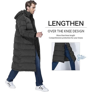 Men’s Winter Warm Puffer <b>Coat</b> Packable Long Hooded Jacket Compressible Lightweight Insulated Cold Weather Outerwear - Product Image 3