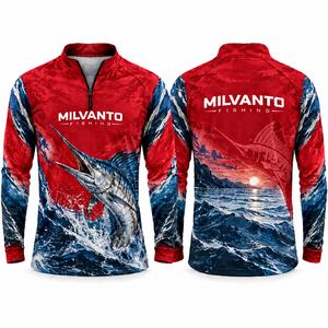 <b>Burgundy</b> Custom <b>Men</b>’s Fishing <b>Shirt</b> UPF 50+ UV Protection Quick Dry 100% Polyester Sublimation Long Sleeve Fishing Jersey - Product Image 4
