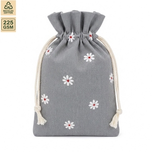 Bolsa de Almacenamiento con Cordón de Algodón Reciclado de 225 GSM, Bolsa de Regalo Plana de 10x14 cm, Logotipo Personalizado, Venta al Por Mayor, Pedido al Por Mayor OEM, Modelo ANKJ078-R - Product Image 1