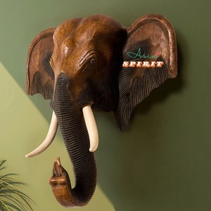 Décoration murale éléphant en teck sculpté à la main - Artisanat de relief sculpté - Product Image 3