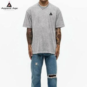 เสื้อยืดแขนสั้นคุณภาพสูง ผ้าฝ้าย 100% ทรงหลวม สไตล์ย้อมสีเอซิด สำหรับผู้ชาย พร้อมสกรีนโลโก้ตามสั่ง - Product Image 3