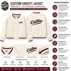 Veste universitaire personnalisée pour homme, couleur bordeaux, avec logo brodé, col rabattu, coupe classique, décontractée, hiver, laine/polyester - Product Image 5