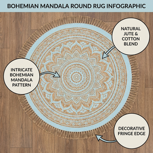 Premium Natural Jute Area Rug Eco Friendly Handwoven <b>Round</b> Floor <b>Mat</b> Sustainable Jute Braided Carpet For Home Living Room - Product Image 6