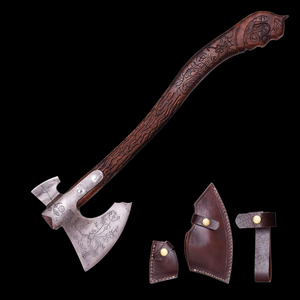 Hache professionnelle en acier au carbone de qualité industrielle LEGACY BLADES, manche en bois fait main, outil de camping en plein air, vente en gros - Product Image 4