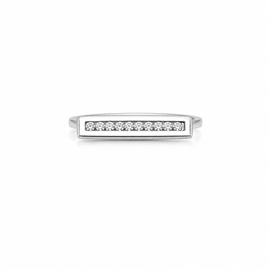 Anillo de Barra para Mujer en Plata de Ley 925 con Circonita Cúbica, Diseño Geométrico Minimalista Moderno, Acabado Pulido, para Uso Diario, Bodas y Fiestas - Product Image 1