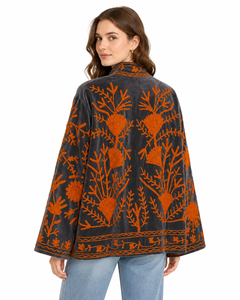 Women Velvet Embroidered <b>Jacket</b> Handmade Suzani Embroidery Floral Boho Vintage Quilted Short Coat - Product Image 6