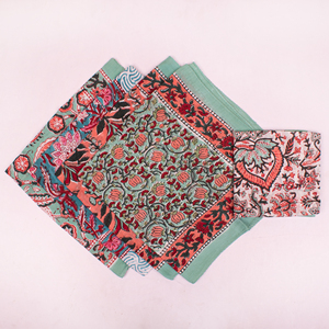 Handmade Floral Block Printed Cotton Bandana Eco-Friendly Breathable Unisex Square Scarf <b>Head</b> <b>Wrap</b> Stylish Neck Accessory - Product Image 4