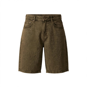 Pantalones Cortos Bermuda de Cintura Alta para Hombre, Talla Grande, Color Personalizado, Lona de Color Sólido, Cierre de Botón, con Bolsillos - Product Image 1