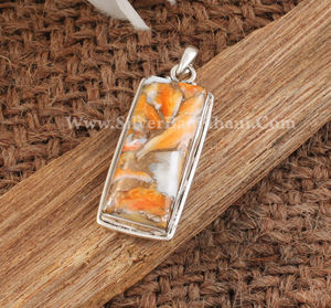 Colgante Rectangular de Turquesa Cobre Natural con Ostra, Plata de Ley 925, Amuleto Geométrico de Piedra Azul, Joyería Boho Hecha a Mano - Product Image 1