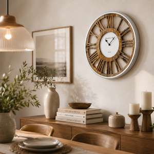 Large Rustic Wooden Wall <b>Clock</b> with Roman Numerals Decorative Quartz Timepiece for Living Room Office Farmhouse Home Decor - Product Image 2