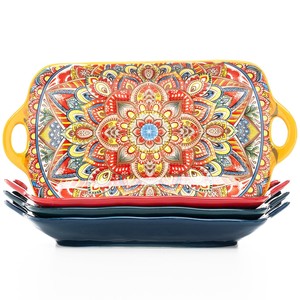 ชุดจานเสิร์ฟไม้มะม่วง |   ถาดงานฝีมือสไตล์โบโฮแบบไล่สี ขายส่ง - Product Image 3