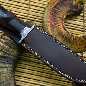 Couteau de chasse en acier Damas, fabriqué à la main avec manche en acier Damas, couteau de survie et de camping pour l'extérieur, couteau à dépecer, commande personnalisée OEM - Product Image 3