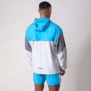 Ensemble de jogging pour homme, coupe colorée, à capuche, fermeture éclair intégrale, léger, en polyester, sportif, séchage rapide, blanc, bleu, gris, printemps - Product Image 3