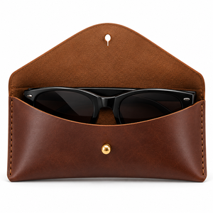 Estuche para Gafas de Sol de Cuero Genuino con Cierre de Botón, Hecho a Mano, Protector, Bolsa de Almacenamiento para Lentes - Product Image 4